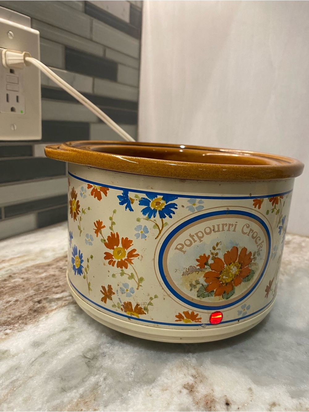 Vintage 1987 Rival Potpourri Crock Pot 3207 Country Floral Simmer Pot W/ Lid - Picture 11 of 13